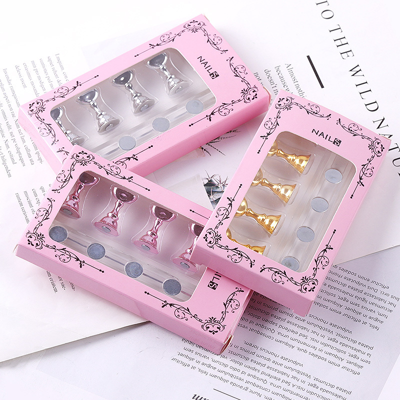 Removable Nail Art Practice Training Fingernail DIY Acrylic Display Stand Manicure Tool Magnetic Nail Tip Holder for UV Gel Nail Polish