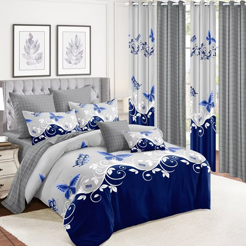 Green Polyester Printing Bed Sheet Light-Industry-Daily-Use Pillowcases Double Coverlets High End Comforter Cover Colored Curtains Soft Bedspread Set Supplier