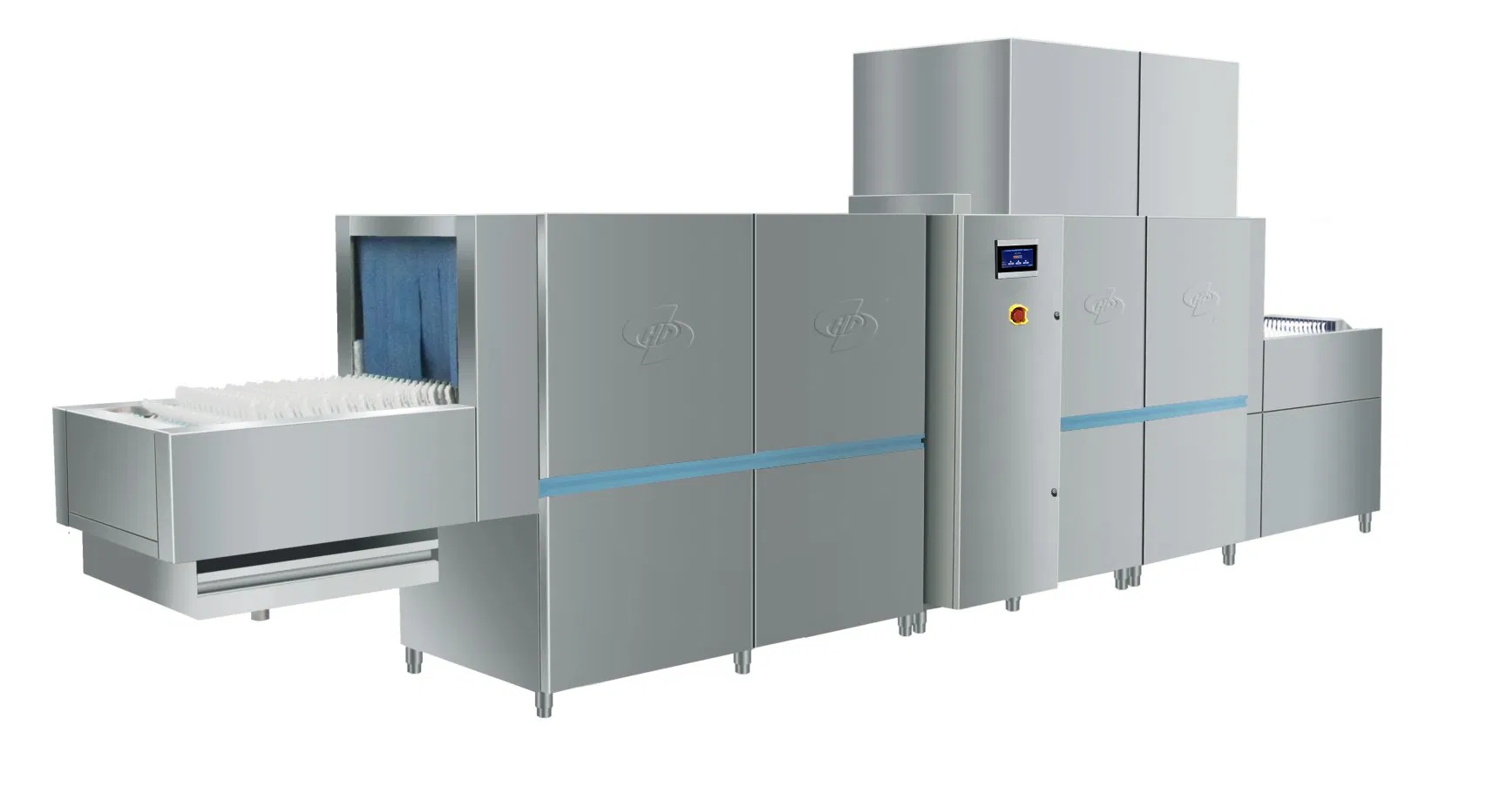 High Capacity Flight Commercial Dishwasher for High Volume Restaurant Kitchens