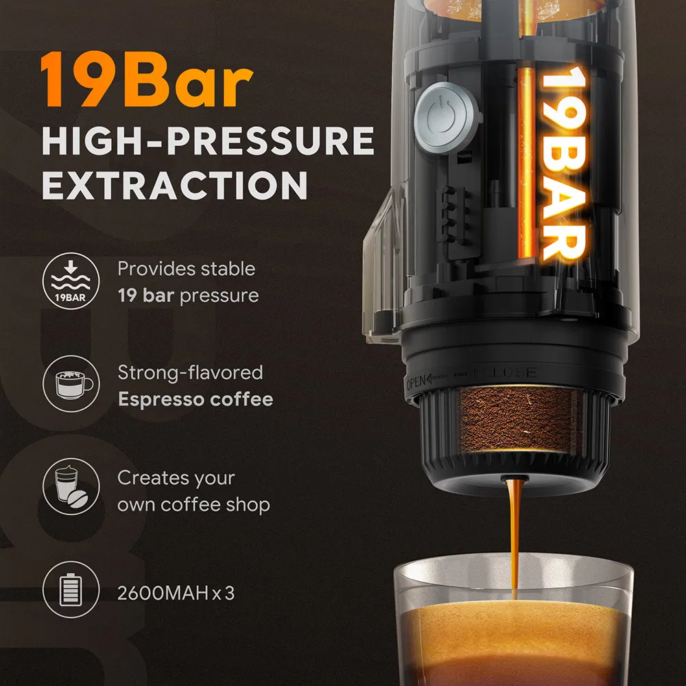 Mini Portable Coffeemaker - Manual Rechargeable, Fast Heating for Personal Use