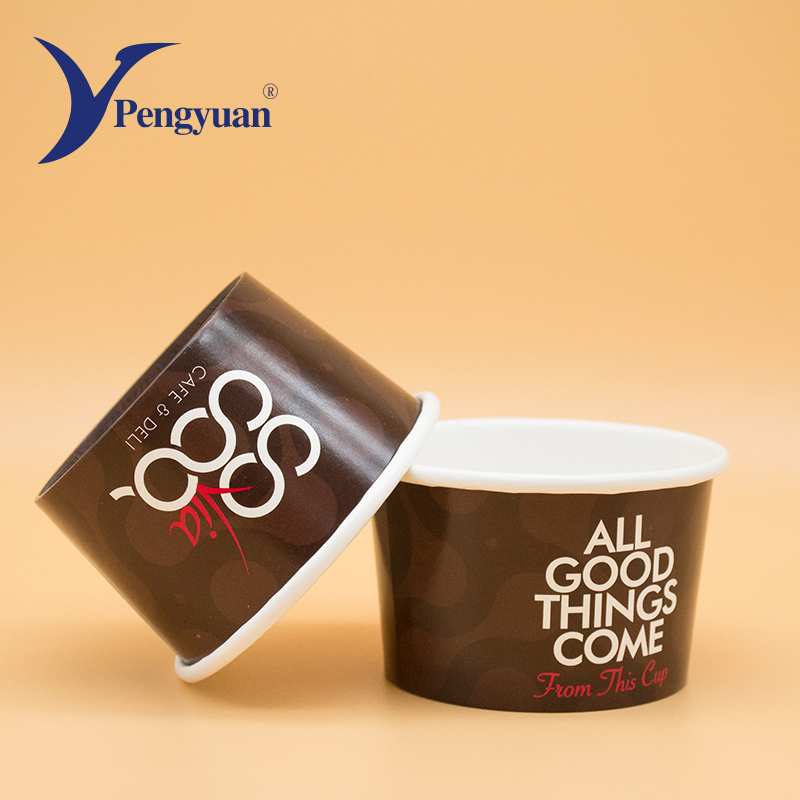 Custom Disposable Logo Printed Ice Cream Cup Frozen Yogurt Paper Cup with Lid