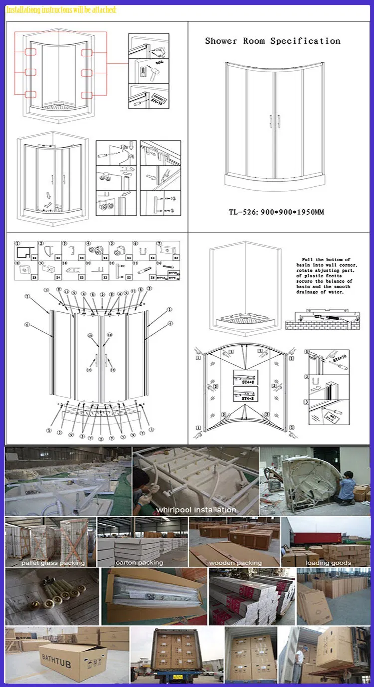 Prefabricated Corner Frosted Glass Steam Shower Bathroom (TL-8845)