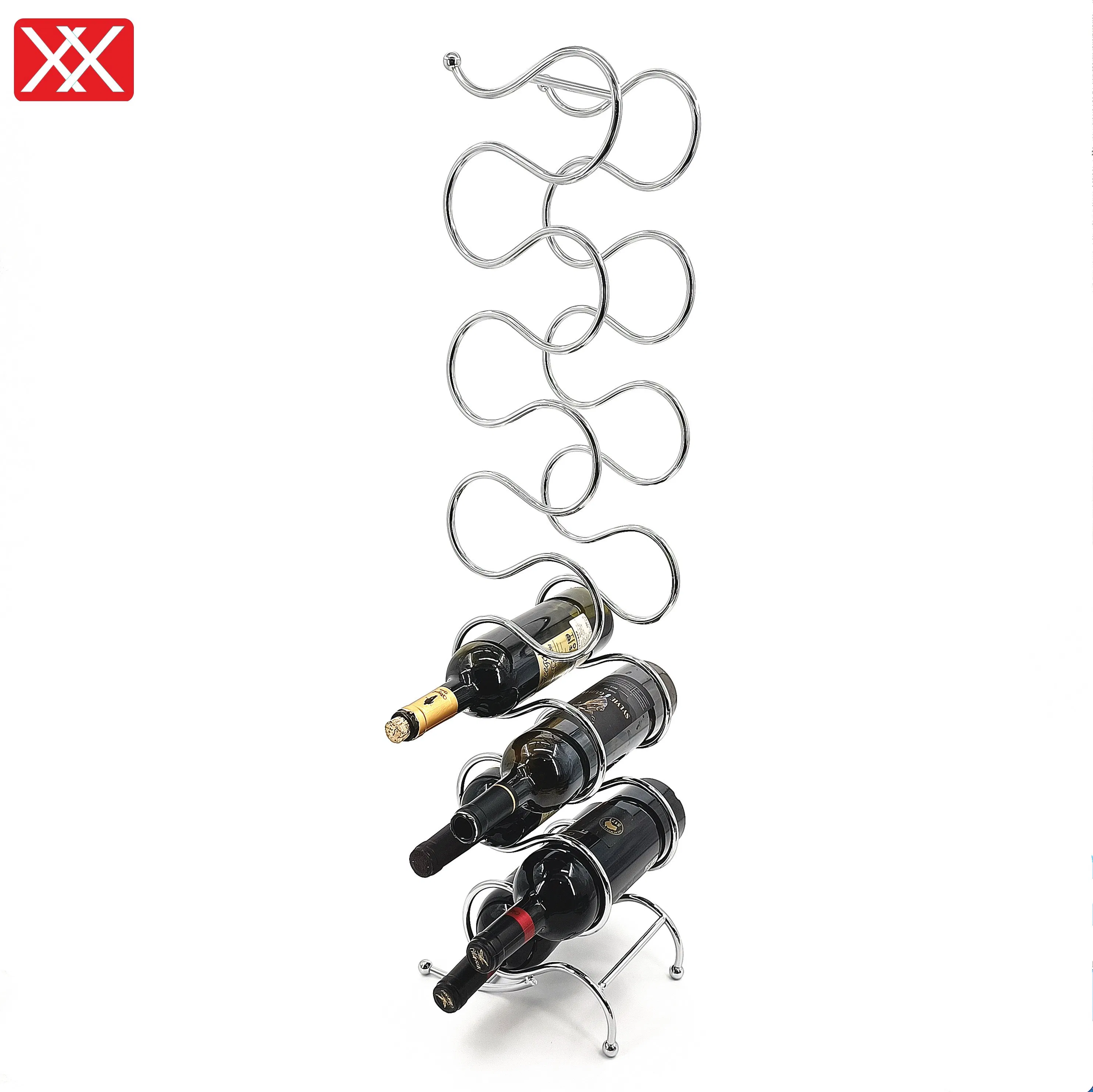 Настенная подставка для винных бутылок из металла и бамбука