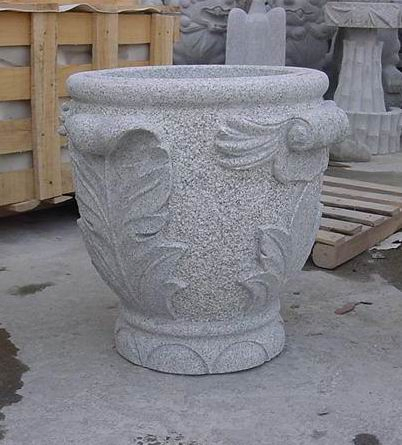 Outdoor Natural Granite Garden Decoration Carved Stone Granite Flower Pot