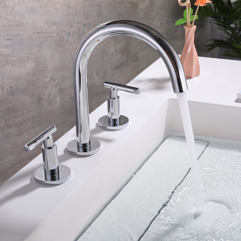 Contemporary Double Handle Kitchen Sink Faucet Gooseneck Basin Tap Customized Color Options for Luxurious Villa Kitchen Designs