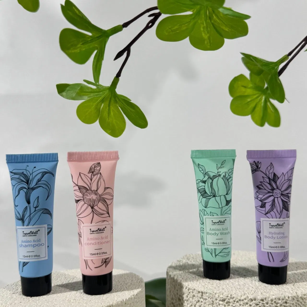 Travel-Size Hydrating Hair Shampoo & Skin Care Collection - 15ml Each
