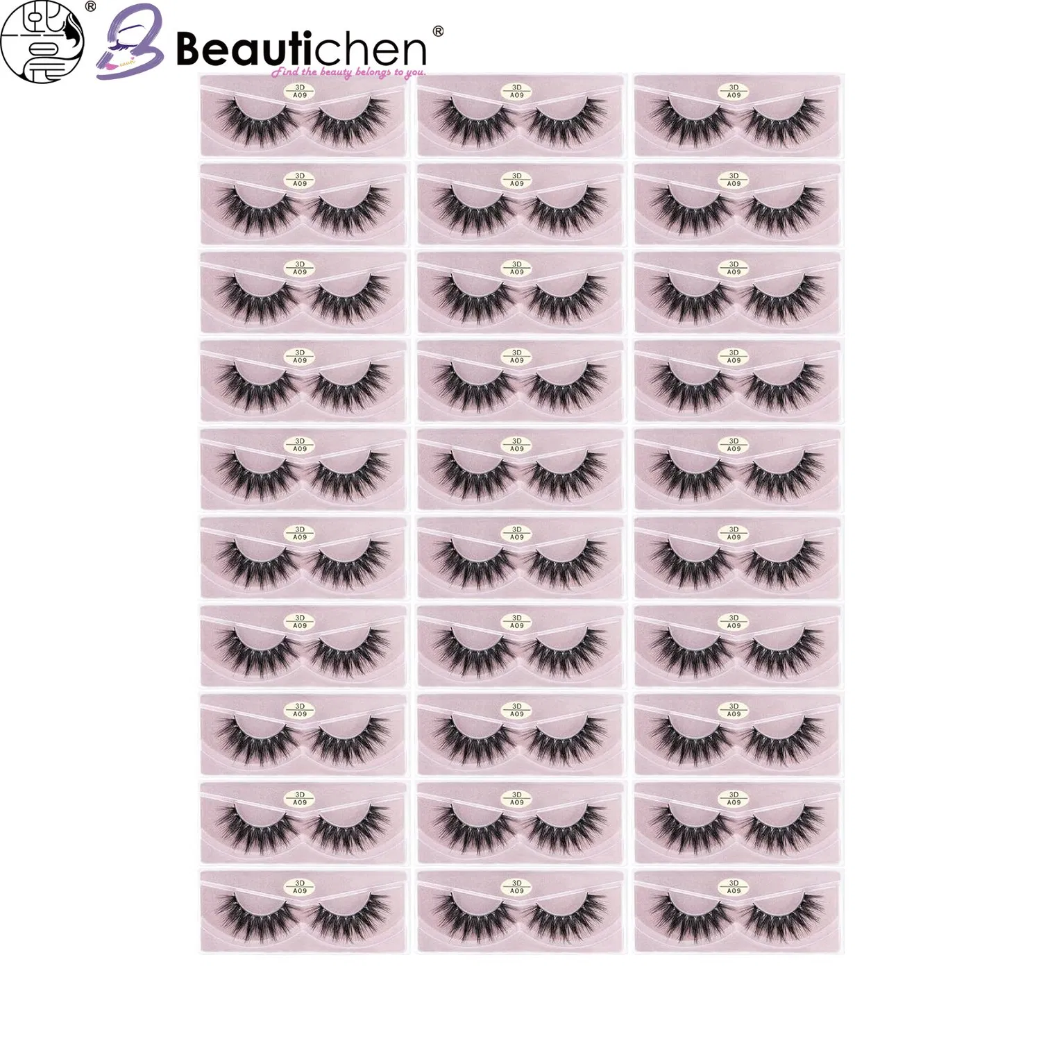 Beautichen 3D False Eyelashes – Bold, Curled, and Naturally Voluminous Look