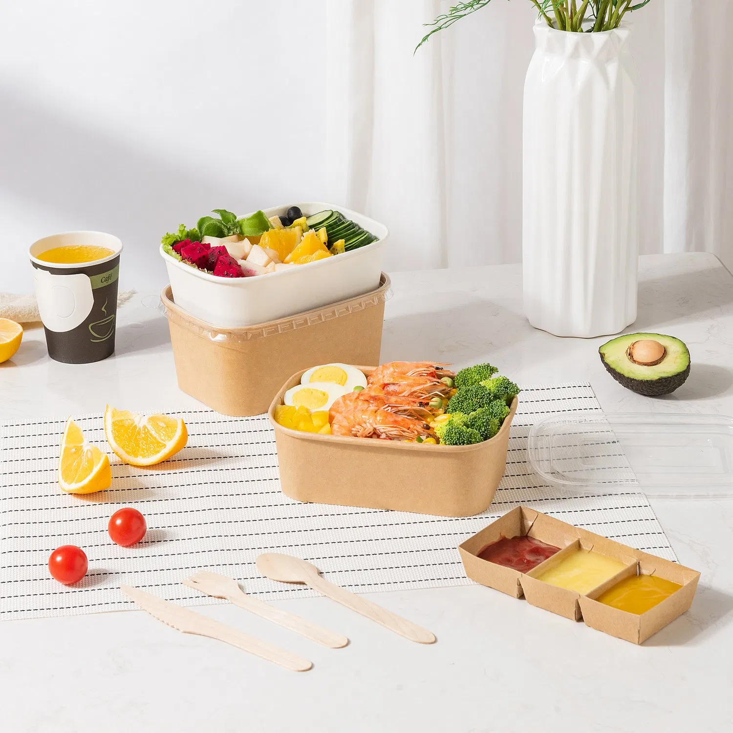 Disposable Paper Food Bowl with Lids Hot Selling