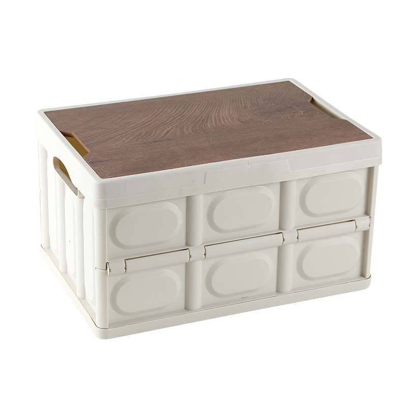 Складной бокс для хранения 30-55 л, с деревянной крышкой