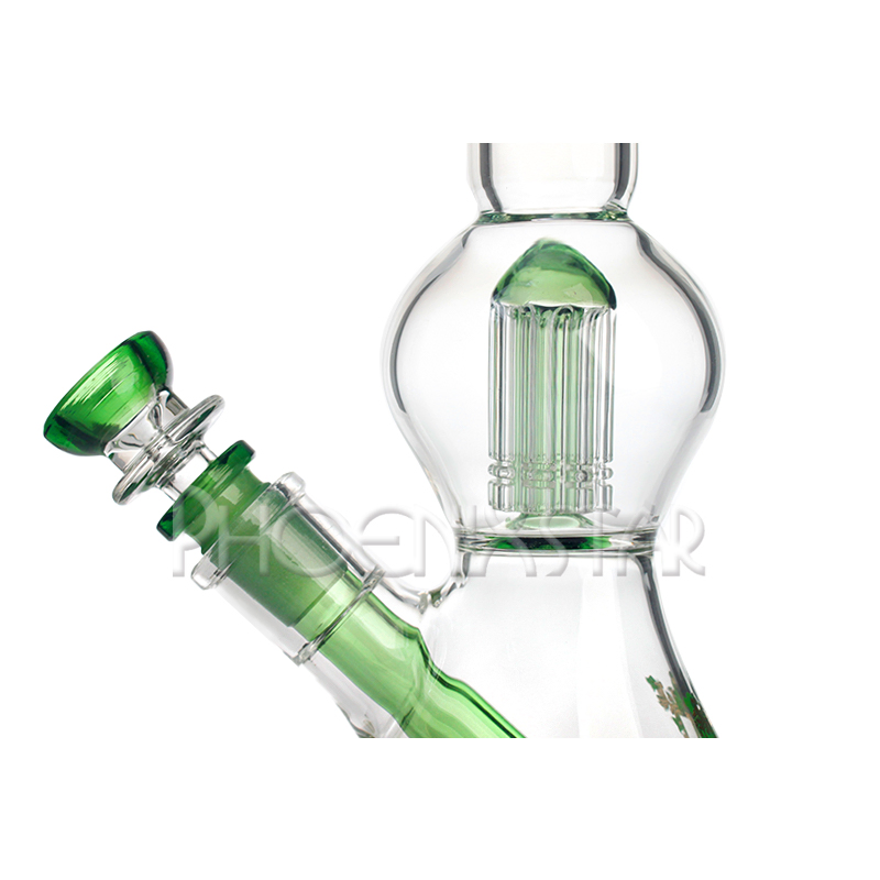 Phoenixstar New Products 10 Inches Glass Beaker 8 Arms Tree Perc Smoking Pipe Hookah Water Tobacco Pipe Wholesale