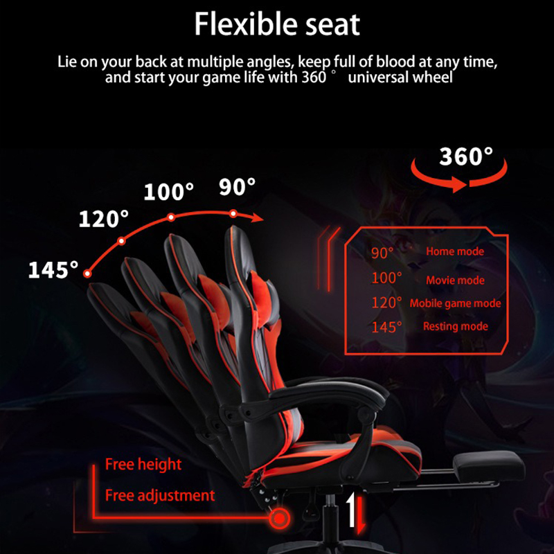 Good Quality New Luxury Reclining Racing Game Swivel Gaming Chair with Footrest Wheels