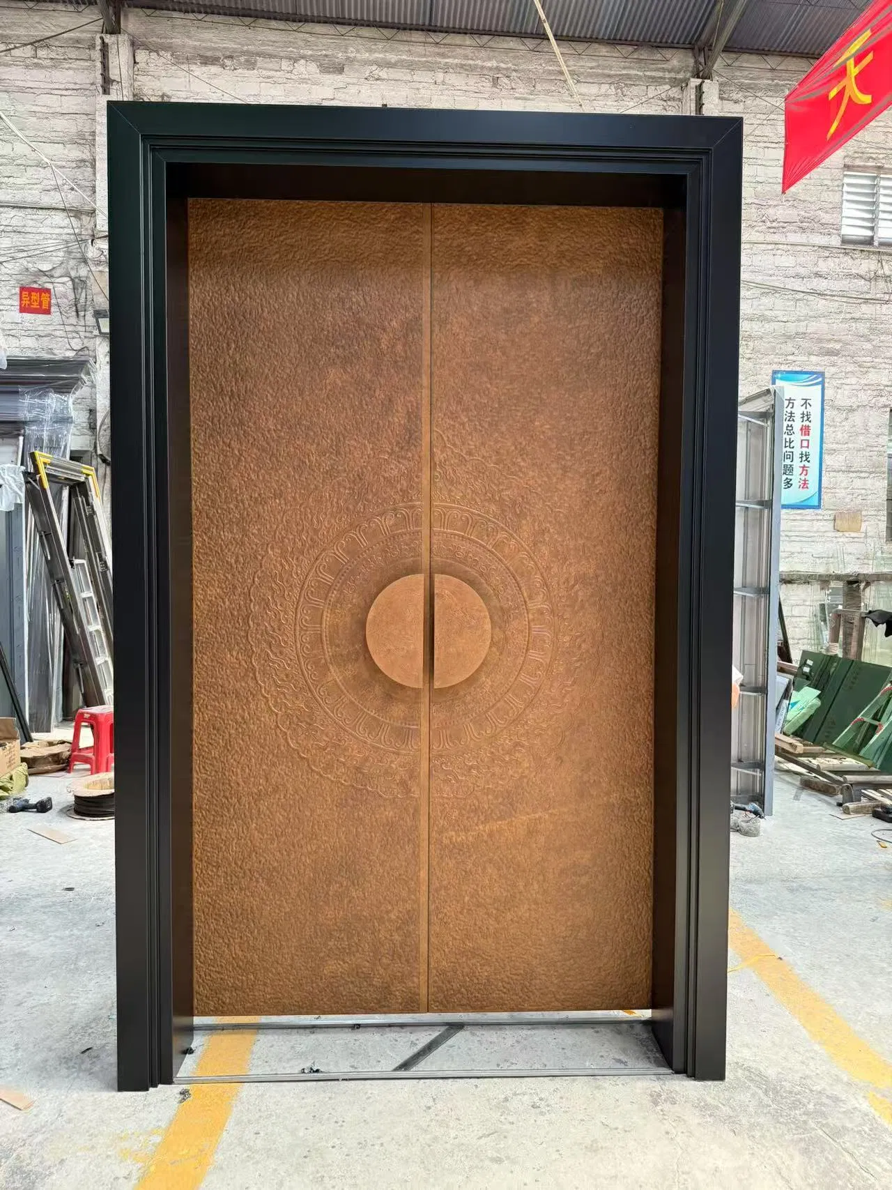Elegant Antique Bronze Aluminum Door with Detailed Designs
