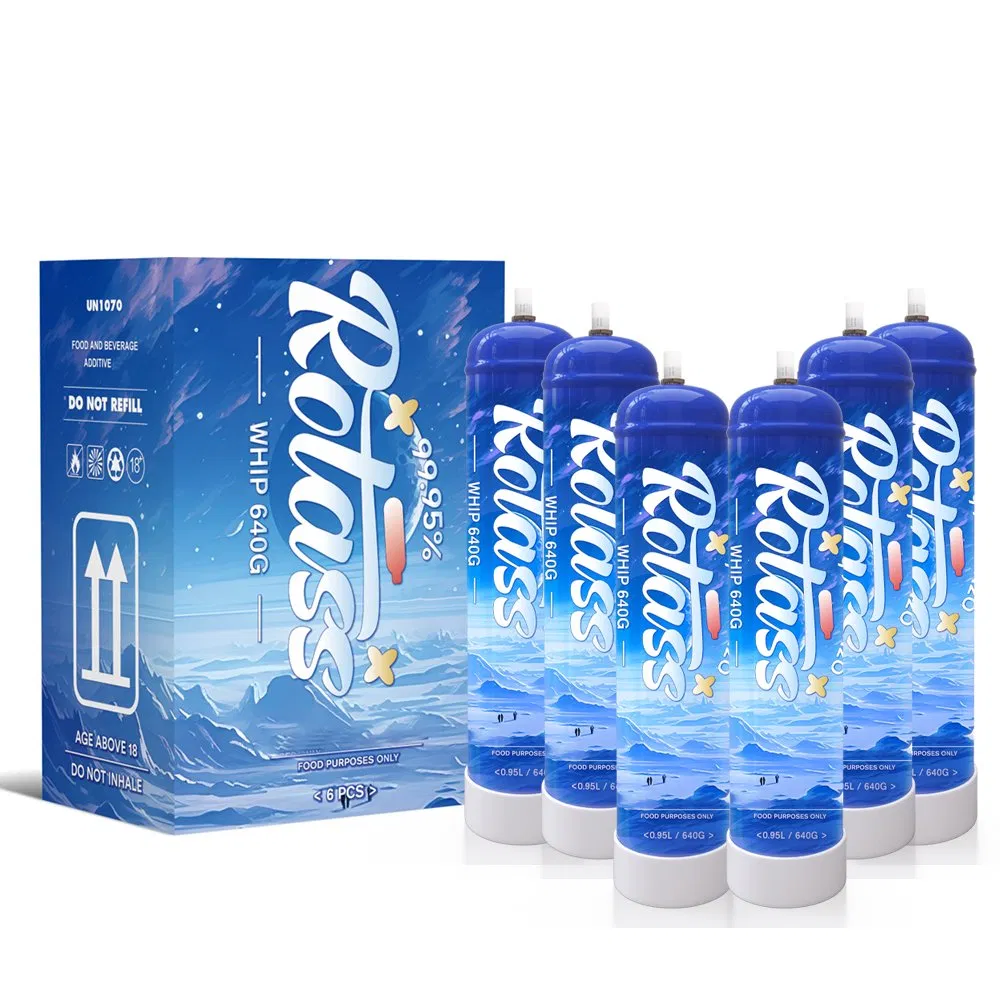 Rotass 580g Kitchen Tools Nitrous Oxide Cylinder 0.95L N2o Filled Gas Canister Whipped Cream Charger for Wholesale Buyers