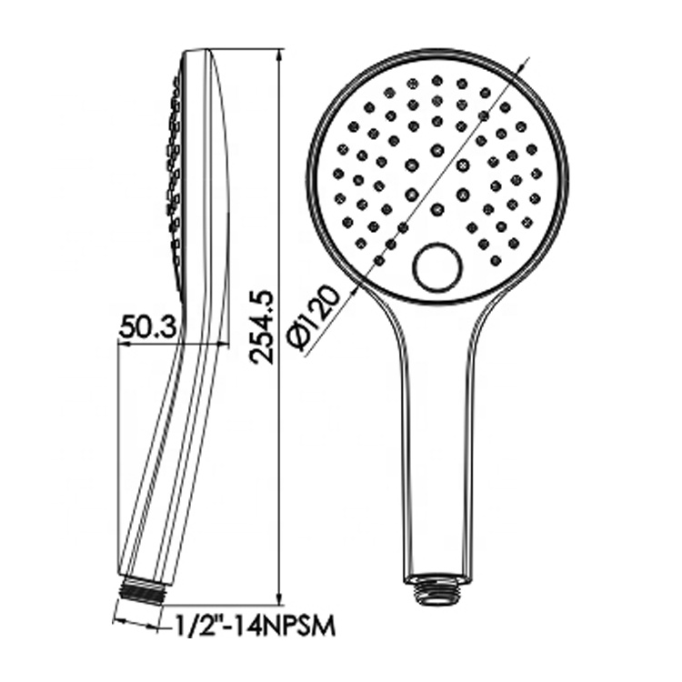 Elegant ABS Plastic Chromed Rain Switched Thin Hand Held Water Saving Bathroom Shower Head