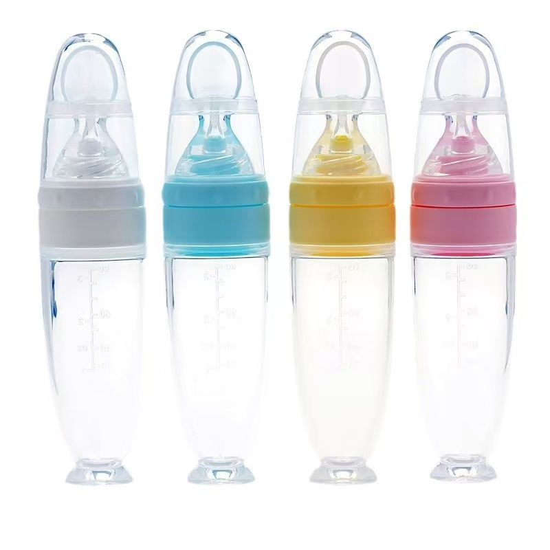 Hot Sales BPA Free Silicone Baby Squeeze Feeder Food Dispensing Spoon