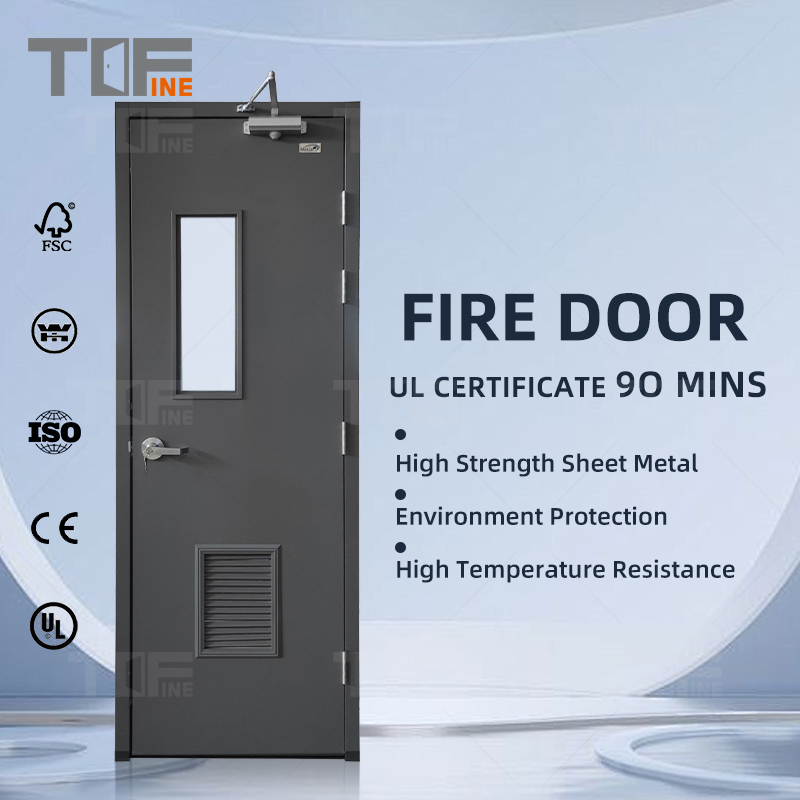 BS Anti-Fire Cast Iron Stainless Aluminium Steel Metal Fire Resistent Rated Proof Metallic Ss Glass Prof Fire-Rated Front Door