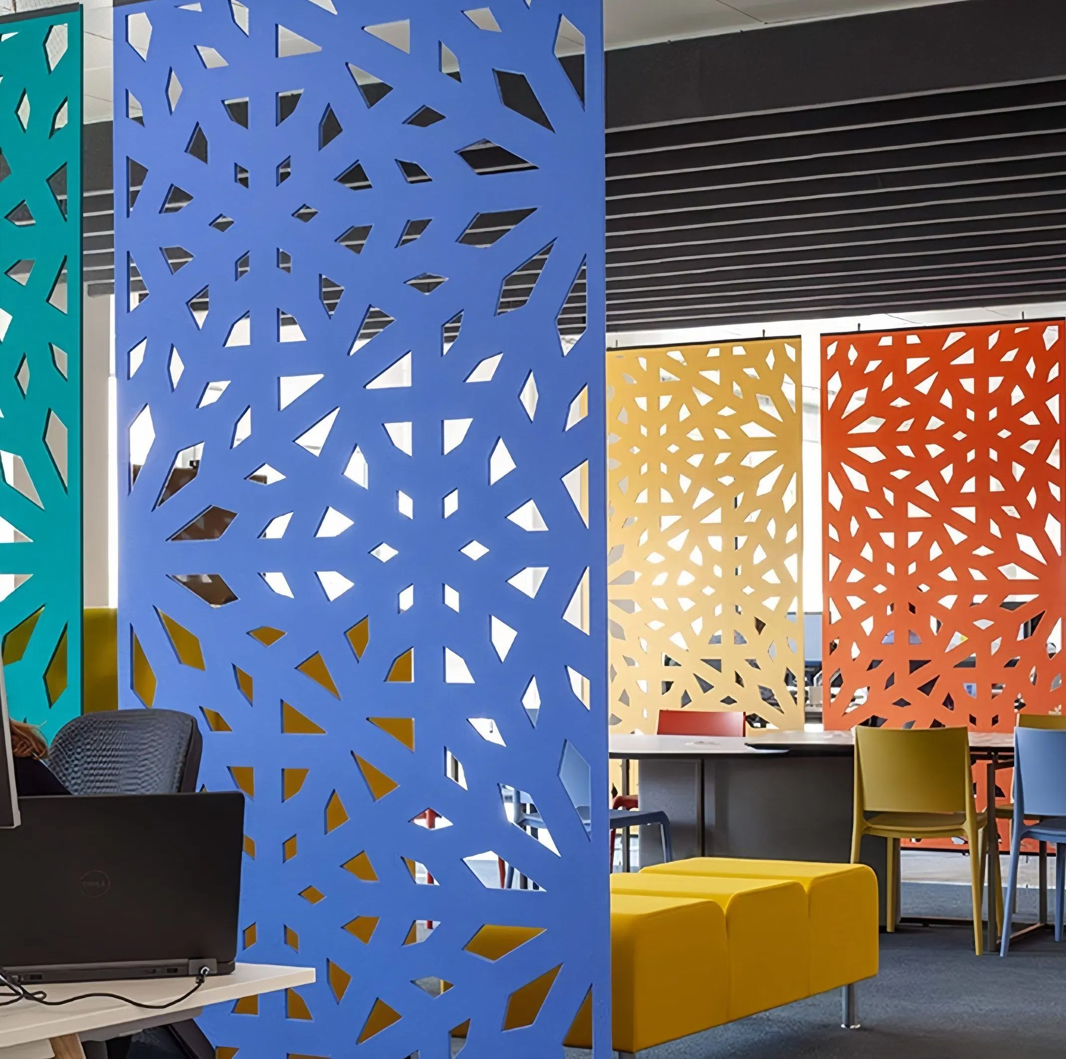 Industrial Chic Pet Felt Raw Edge Hanging Acoustic Baffle Panels and Dividers for Loft Apartments and Creative Studios