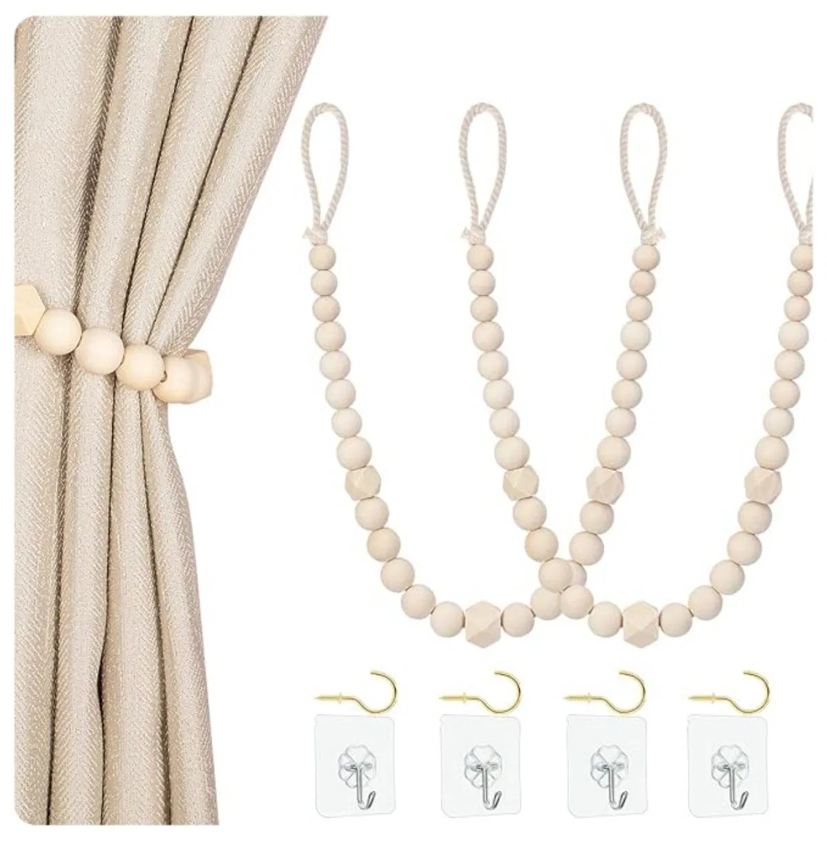 Light Luxury Curtains Rod Holders Tieback Holdbacks Strap Wooden Curtain Holder Window Bandage Curtain Rod