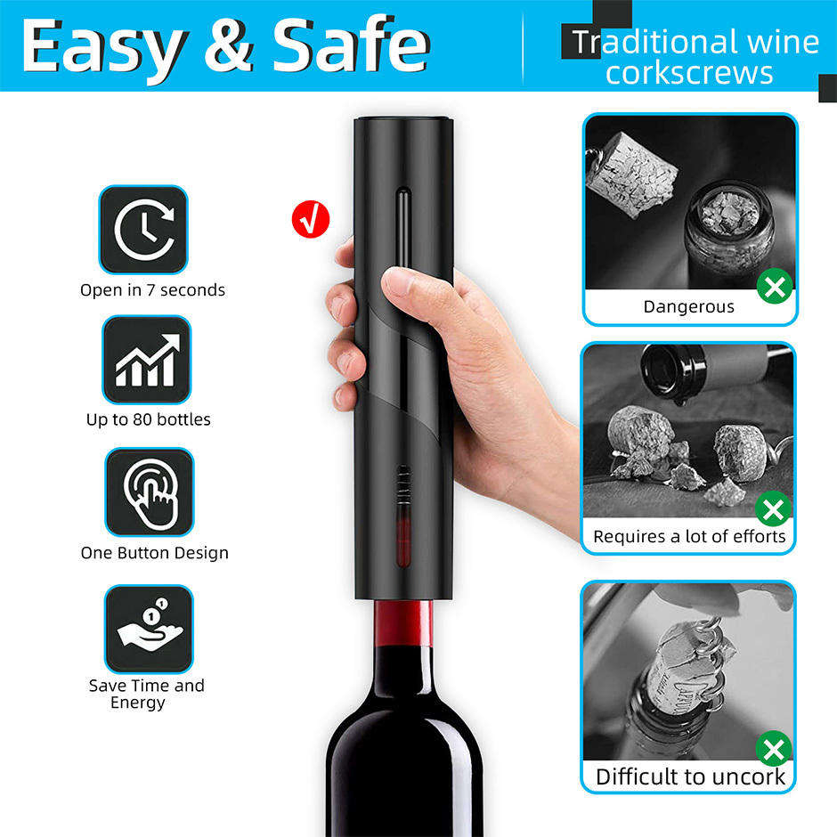 Automatic Rechargeable Wine Electric Opener Bottle Stopper with Foil Cutter