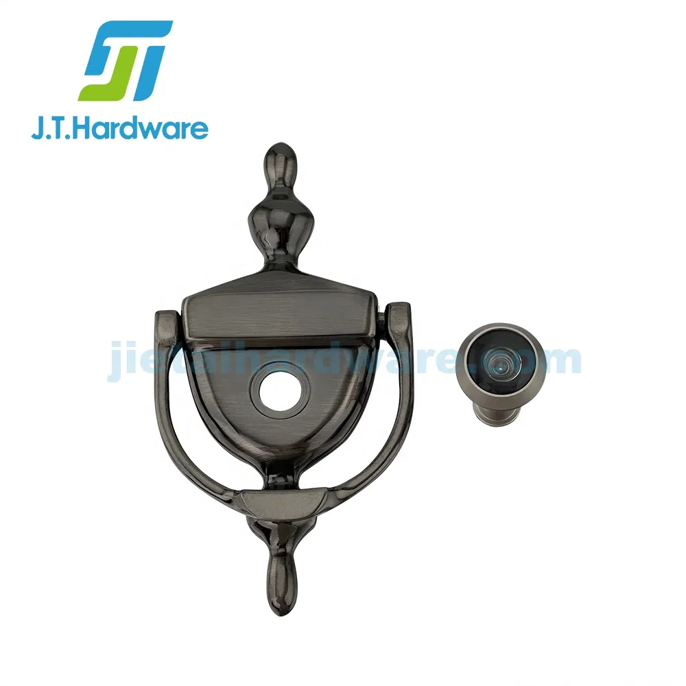 Door Accessories 200/220 Degree Solid Brass Black Nickel 2-in-1door Viewer Door Knocker