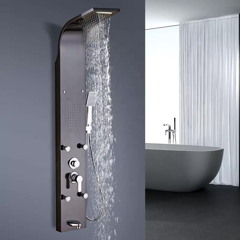 Shower Panel Bathroom Wall Mounted Stainless Steel Waterfall Shower Column Set Tower Massage Jets Shower Panels Colonna Doccia