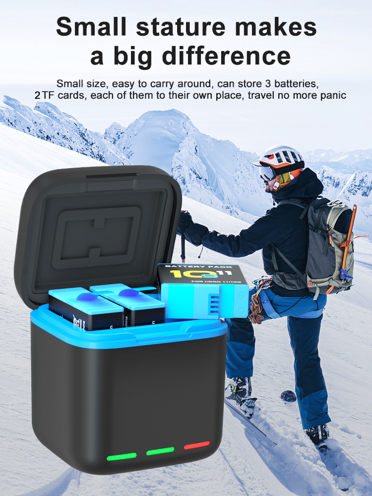 Battery Storage Charger for Gopro 12 Battery Charger Portable Power Bank