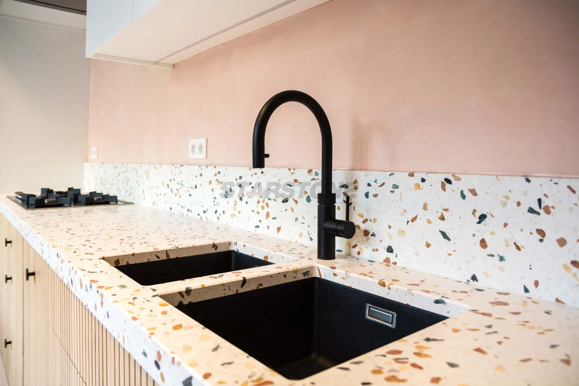 Marble Countertop Vanity Tops White Artificial Stone Plate Terrazzo Kitchen Sink Countertops