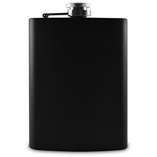 8oz Matte Black Stainless Steel Hip Flask Whisky Flask