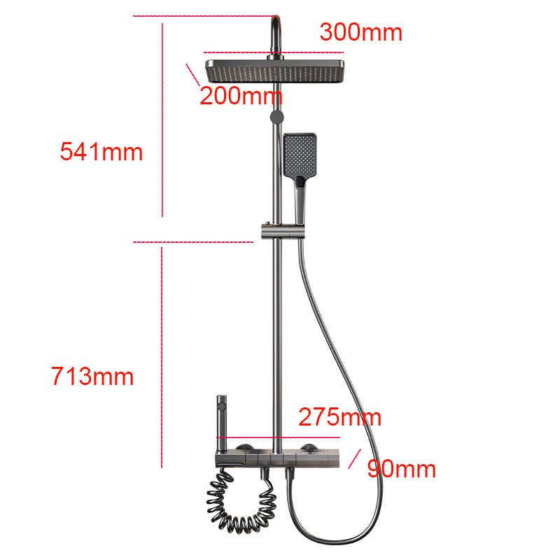 Home Hotel Bathroom Shower Set with Digital Display Piano Key Design