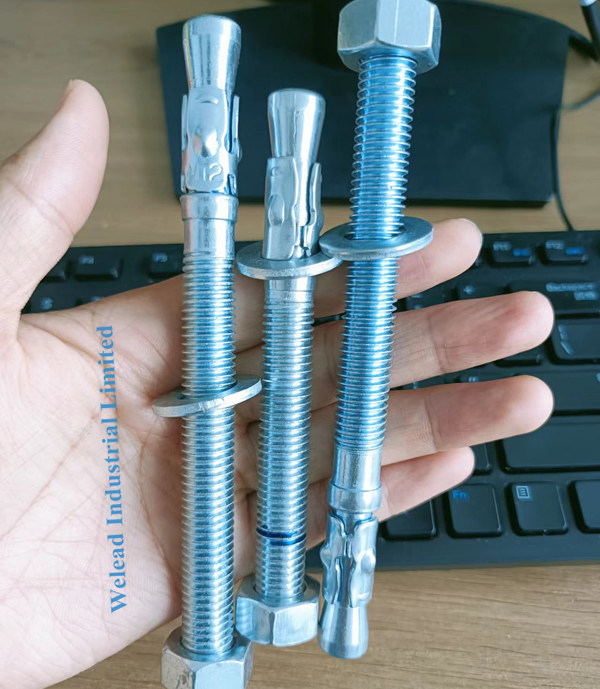 Wedge Anchor Throughbolt Expansion Concrete Fastener Carbon Mild Steel Stainless Full Threaded Bolt Nut Yzp