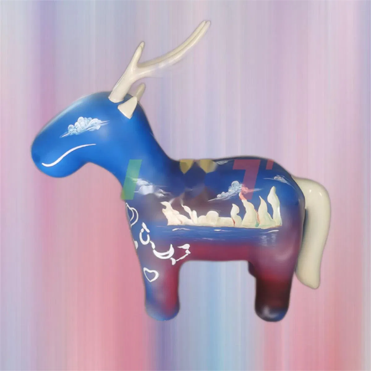 Customizable Outdoor Lifelike Animal Ornaments Fiberglass Painted Oil Barrel Horse Sculptures