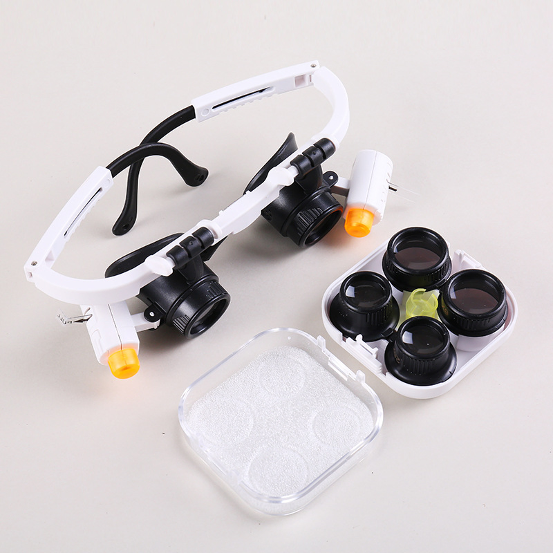 New Magnifying Glass for Jewelry Inspection Watch Repair Magnifier with LED Light 6X10X 25X