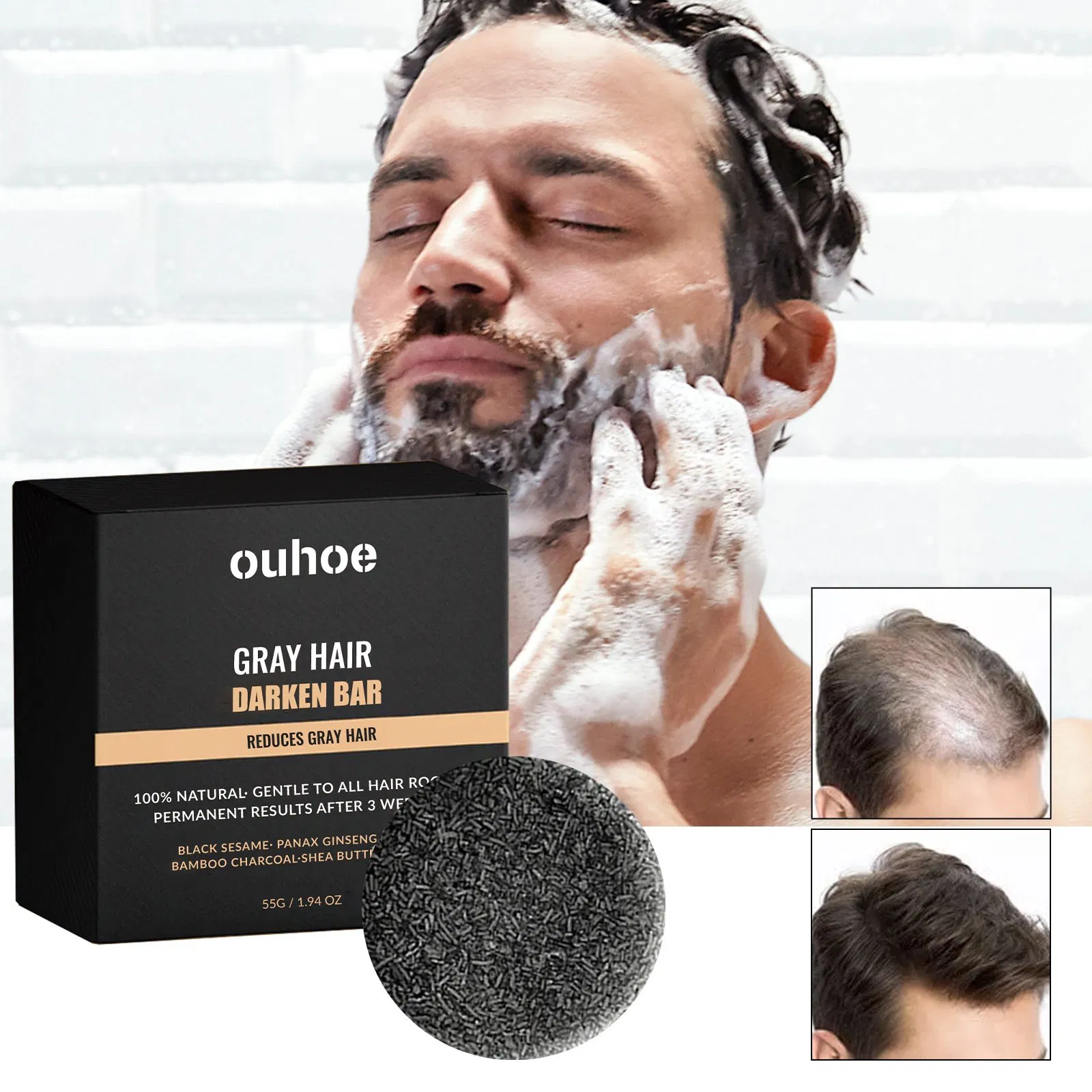 Hair Darken Shampoo Bar Black Hair Shampoo Soap Moisturizing Hair Cleaning Care Soap