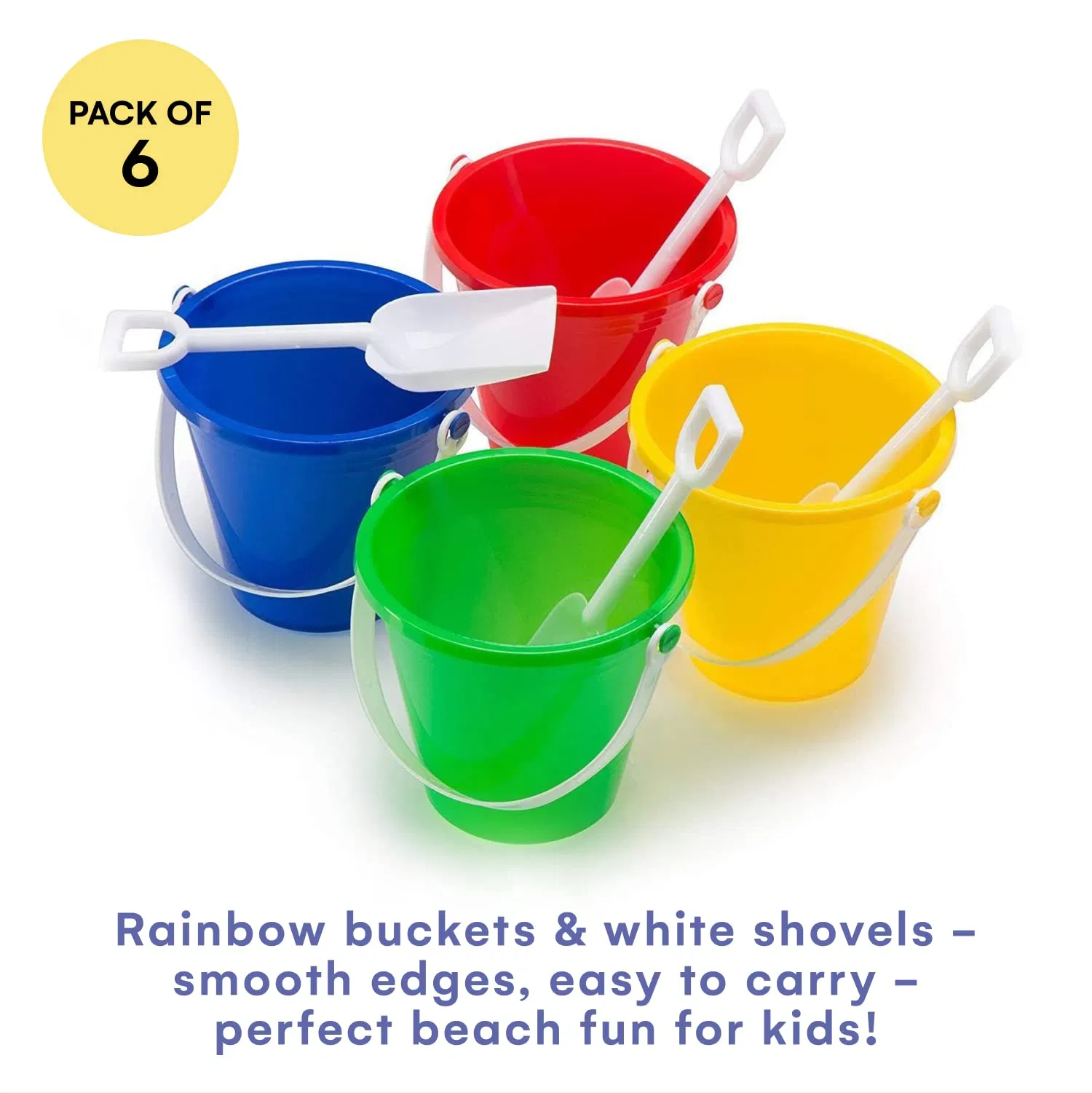 6PCS Beach Pails Sand Buckets Shovels Toy Pool Swim Toys Kids Toddler Sandcastle Buckets