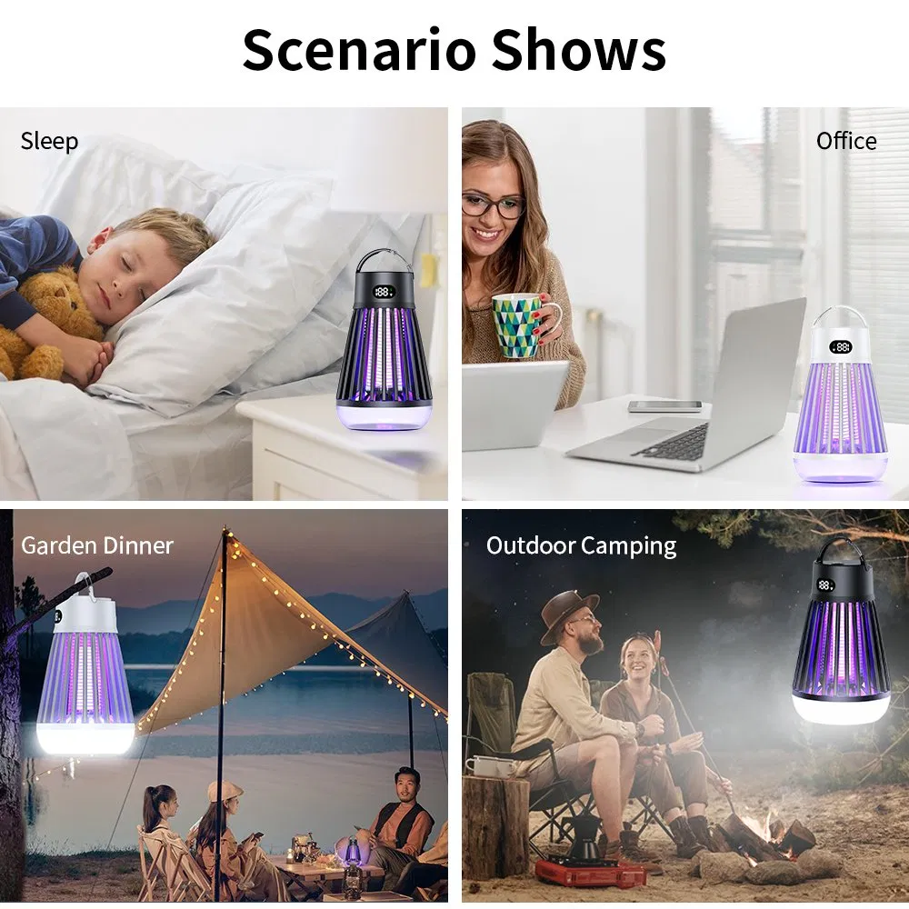 Mosquito Zapper Indoor Outdoor Waterproof LED Rechargeable High Powered Electric Mosquito Killer