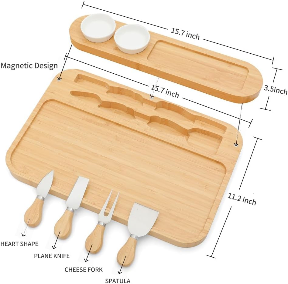 Набор бамбуковых ножей и доски для сыра, 4 предмета