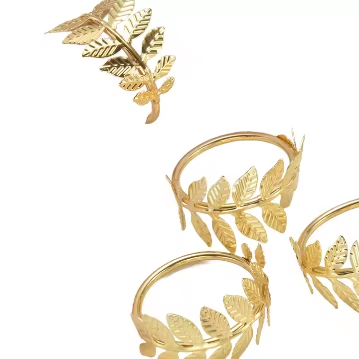 Artificial Leaf Metal Napkin Ring Home Restaurant Gold Napkin Holder
