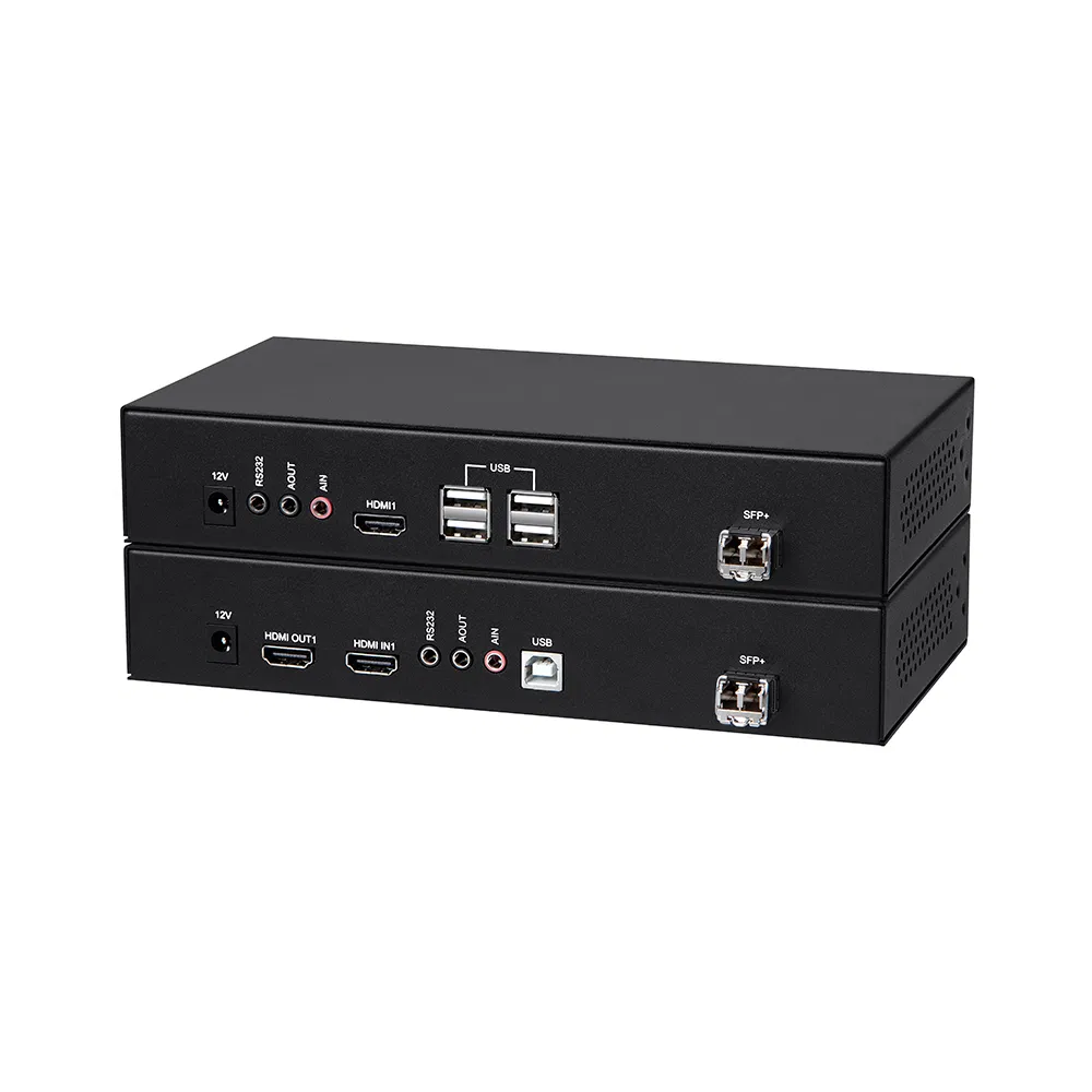 USB KVM-удлинитель с двумя HDMI по оптоволокну