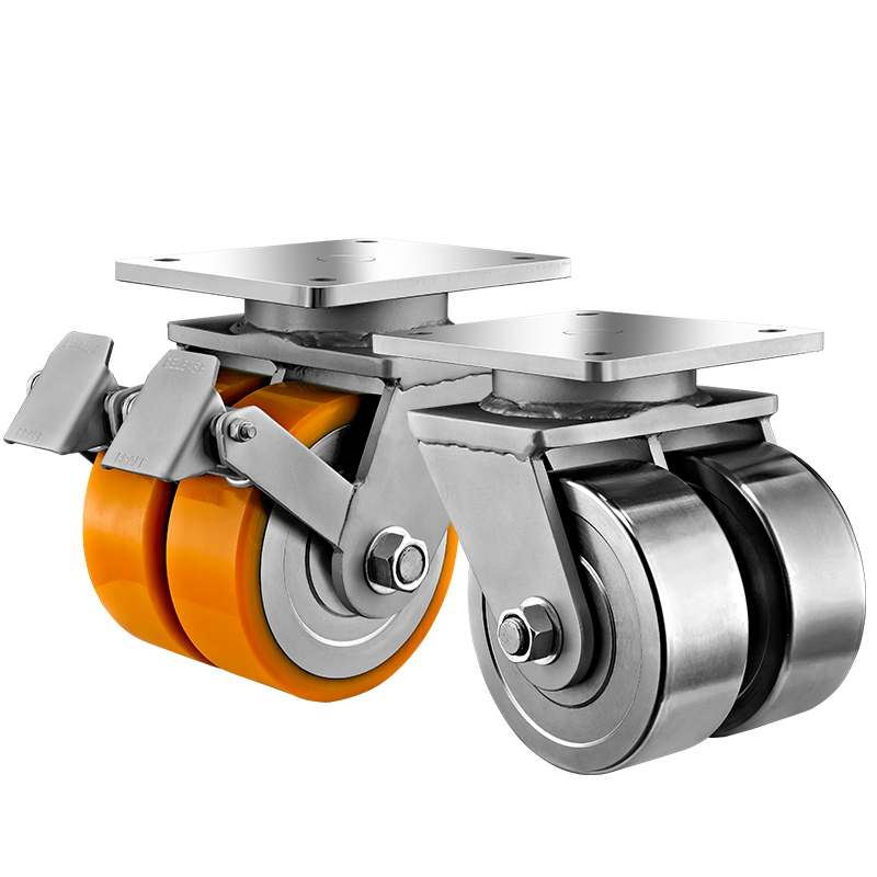 4/5/6/8/10/12" Extra Heavy Duty High Loading industrial Caster PU/Nylon/Solid Steel Twin Wheel Caster