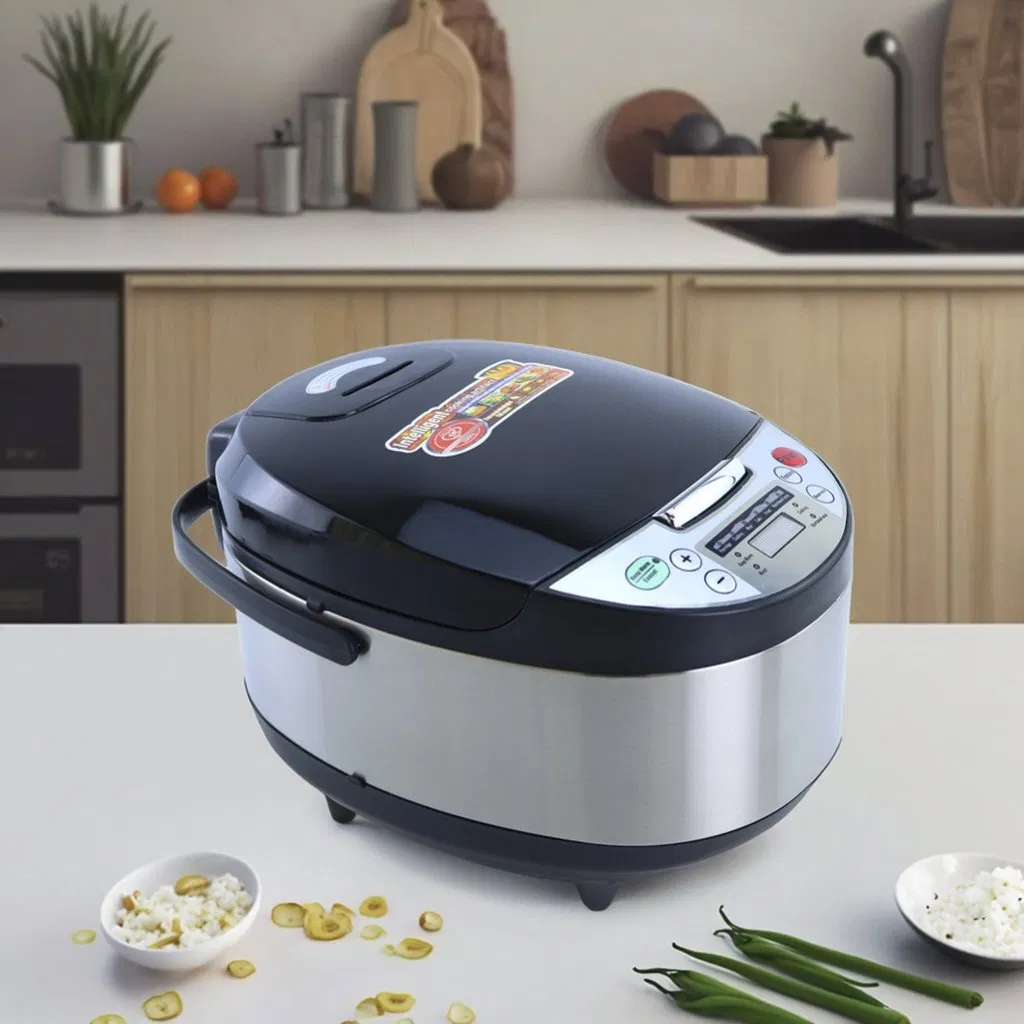 Large 5L Capacity Intelligent Timing Rice Cooker Household Gift Non-Stick Multifunctional Stainless Steel Paddle Measuring Cup