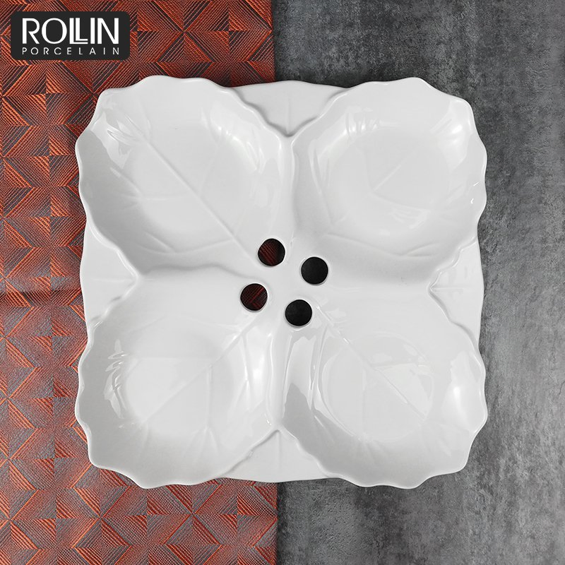Special Shaped 4 in 1 Divided Porcelain Plate Separate Plate for Restaurant Used