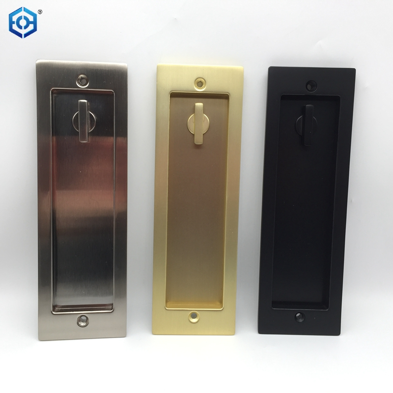 Golden Zinc Alloy Sliding Pocket Door Lock with Indicator for Bathroom Door