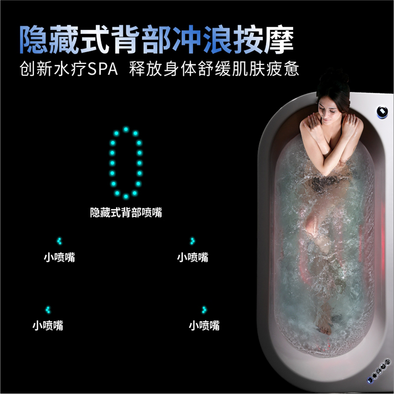 Sanitary Ware Factory Bathroom Tub Solid Surface Bathtub Freestanding Bath Customized Black and White Massage Bathtub SPA Hot Tub