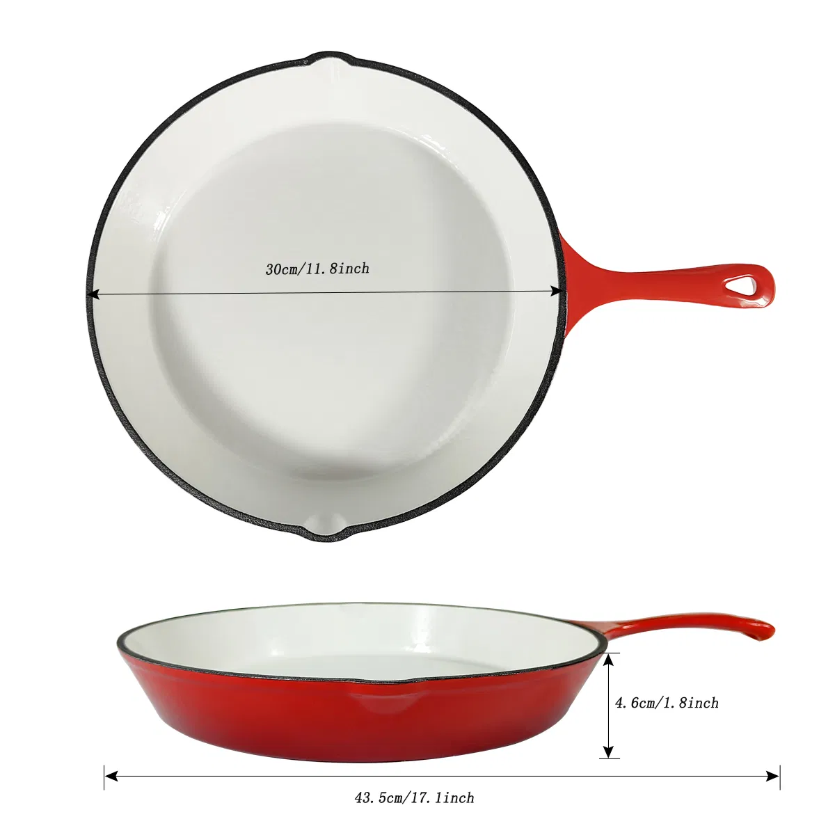 Colorful Enamel Cast Iron Skillet - Easy to Clean, Even Heat Distribution, and Oven Safe