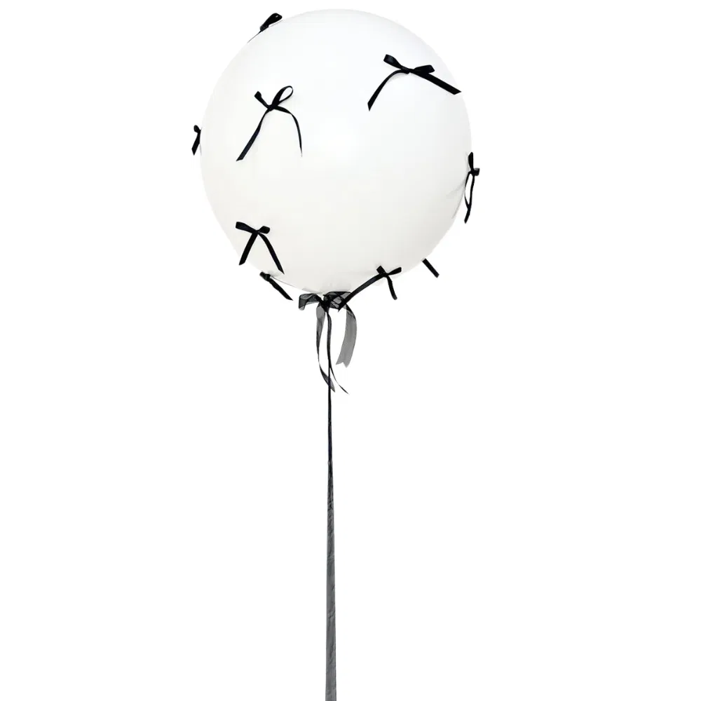 Elegant White Bowknot Balloons with Black Butterfly Accents
