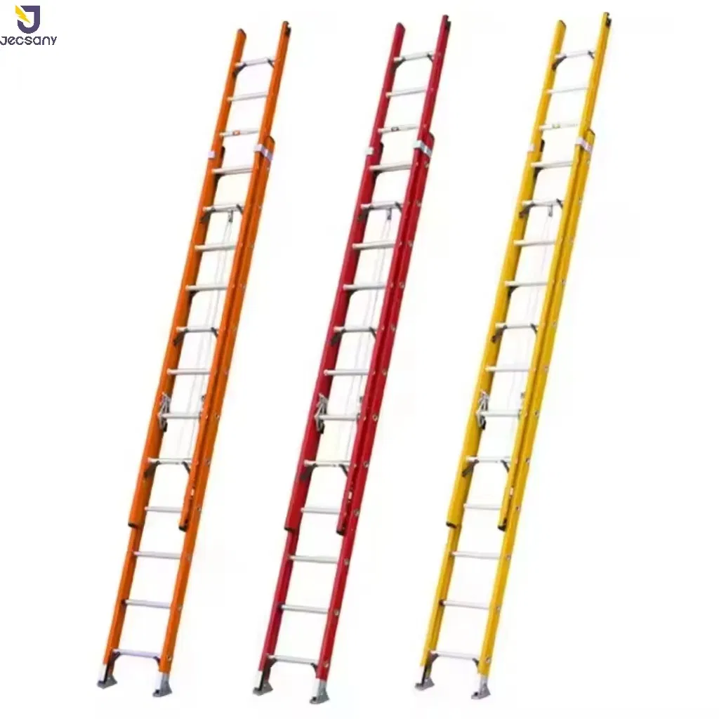 Telescopic Insulated Fiberglass Extension Ladders Multipurpose FRP Material Sliding Outdoor Ladder