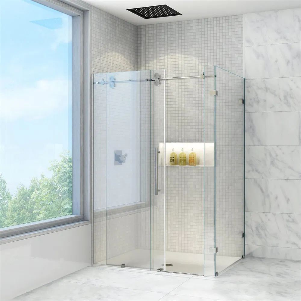 Stainless Steel Frameless Sliding Shower Glass Door Shower Enclosure