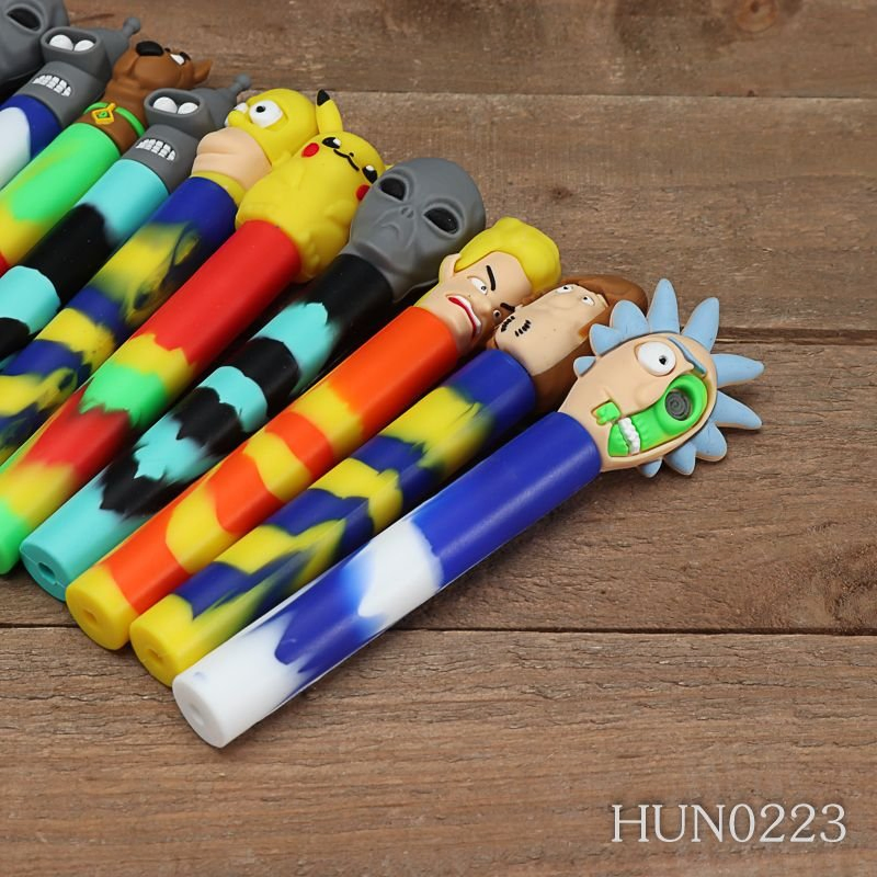 Mix Pictures Expressional and Cartoon Pen Cap Silicone Smoking Pipes
