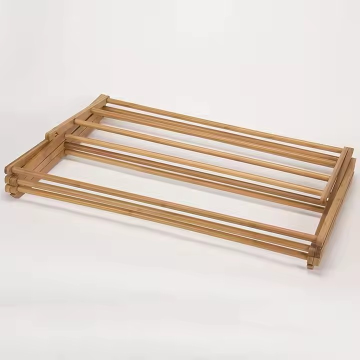 Unfolded Bamboo Clothes Drying Rack Dry Laundry and Hang Clothes