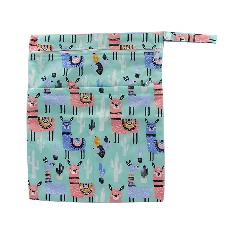 Diaper Bags in Stock, Double-Zipper Printed Waterproof Baby Diaper Bags, Dry and Wet Baby Diaper Bags